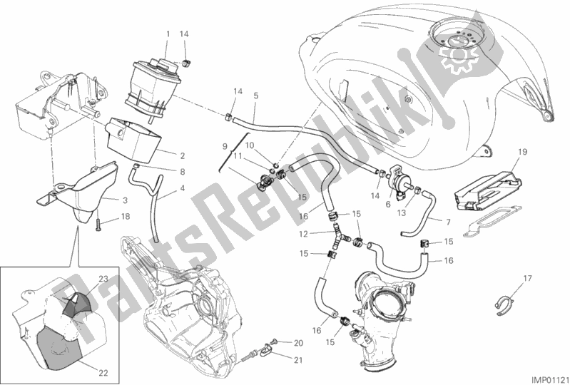 Wszystkie części do Filtr Kanistrowy Ducati Scrambler 1100 Thailand USA 2019